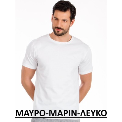 MINERVA T-SHIRT ΜΕ ΚΛΕΙΣΤΟ ΛΑΙΜΟ 4 ΧΡΩΜΑΤΑ 