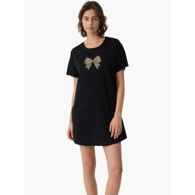 T-SHIRT DRESS ΒΑΜΒΑΚΕΡΟ MINERVA  ΜΑΥΡΟ