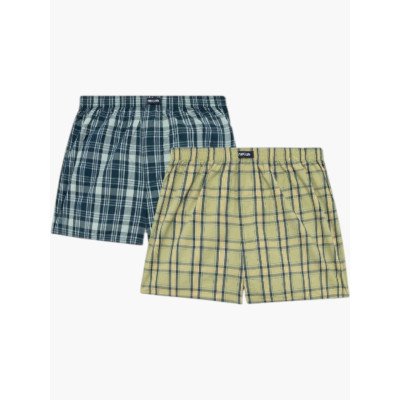 POPLINE BOXER MINERVA ΚΑΡΩ KHAKI-CIEL 2 ΤΜΧ 