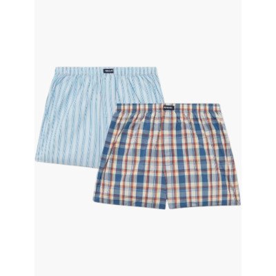 POPLINE BOXER MINERVA ΚΑΡΩ ORANGE-BLUE STRIPE 2 ΤΜΧ 